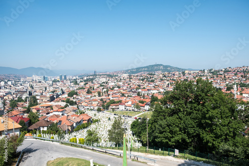 panoramic view over sarajevo, bosnia and herzegovina