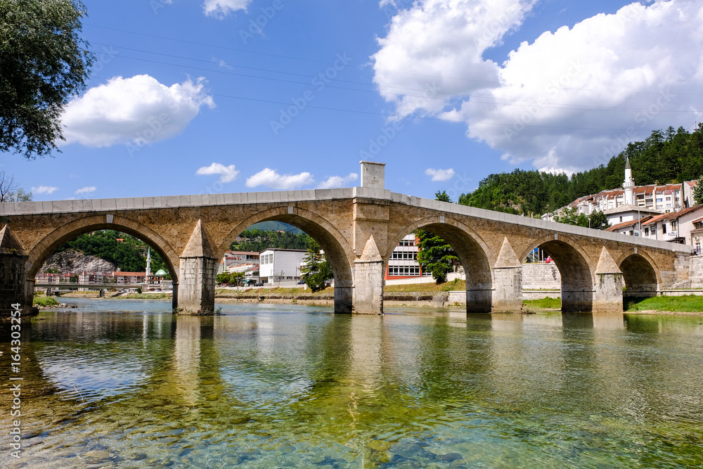 Fototapeta premium City of Konjic at Neretva River , Bosnia and Herzegovina