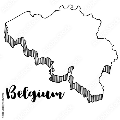 Hand drawn of Belgium map, vector illustration