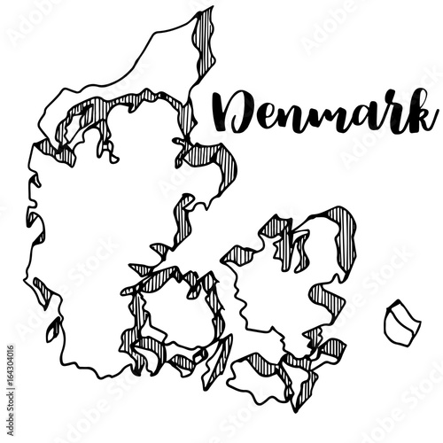 Hand drawn of Denmark map, vector illustration
