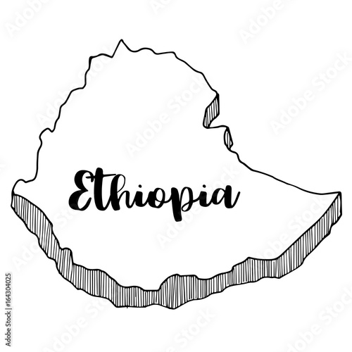 Hand drawn of Ethiopia map, vector illustration