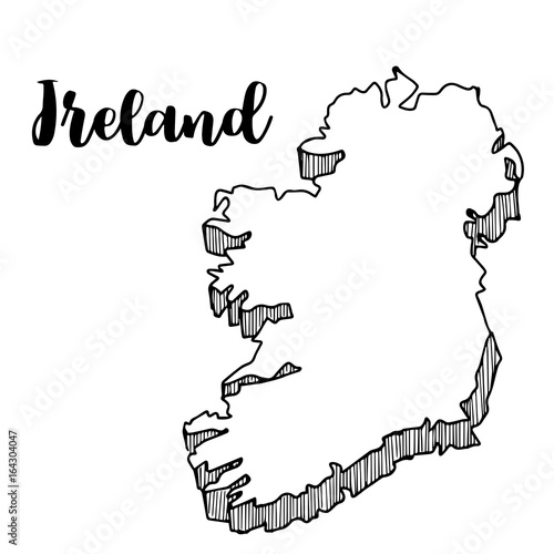 Hand drawn of Ireland map, vector illustration