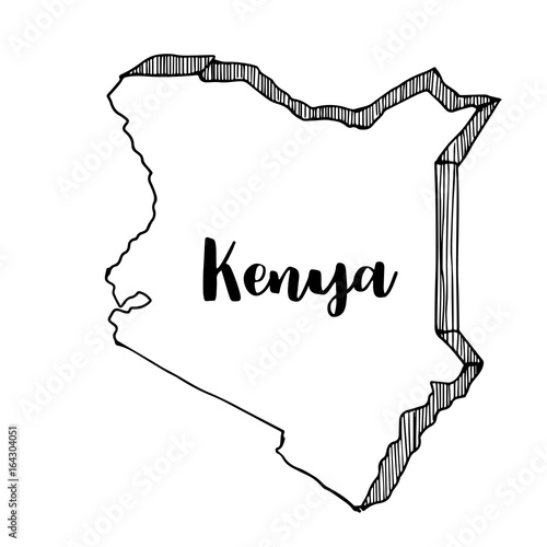 Hand drawn of Kenya map, vector illustration