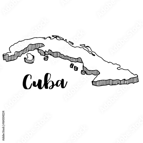 Hand drawn of Cuba map, vector illustration