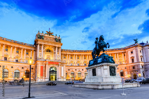 Vienna, Austria. Hofburg Imperial Palace at twilight.