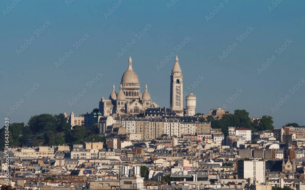 Cityscape of Paris with the Sacre Coeur basilica, Paris, France.
