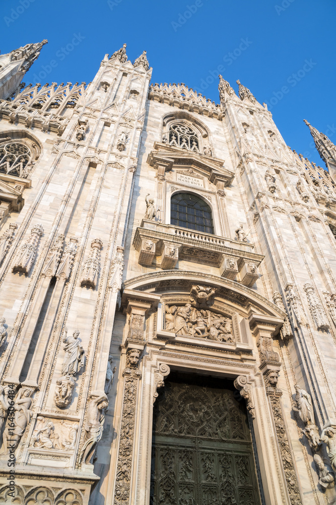 Detail of the facade of the Milan Cathedral