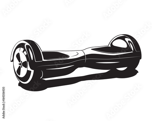 Electrical hoverboard or gyroboard black and white silhouette modern transport