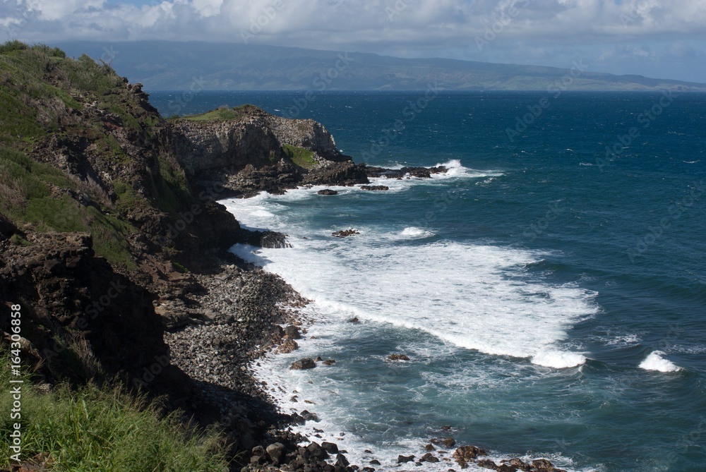 Beautiful views of Maui North coast, taken from famous winding Road to Hana. Maui, Hawaii