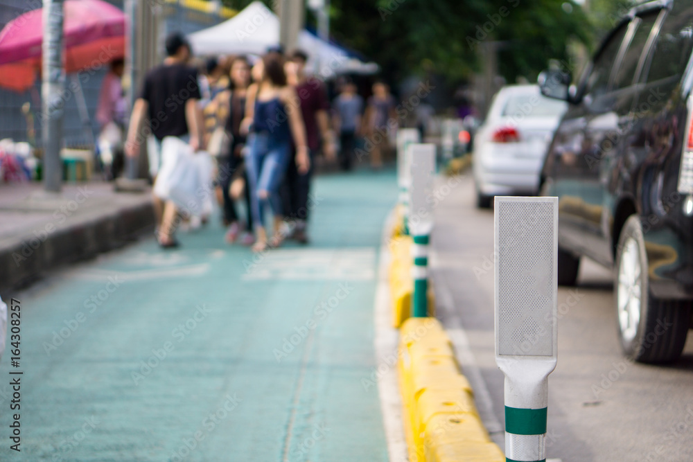 custom made wallpaper toronto digitalgreen and white pole on the green road. Milestone concept such as the way we should go forward  step by step like a pole lead to the way we should go for success in every plan