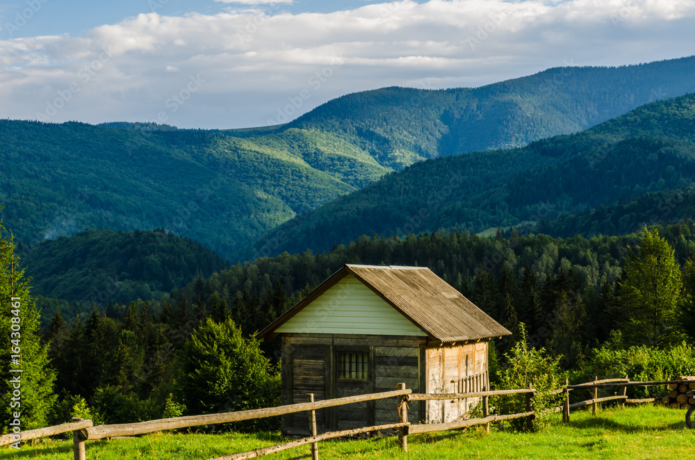 Carpathian mountains landscape view in Yaremche