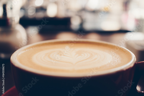 Detailed shot of a Cup of coffee at coffee shop