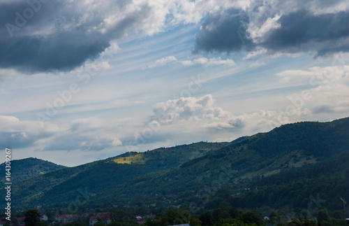 Carpathian mountains landscape view in Yaremche