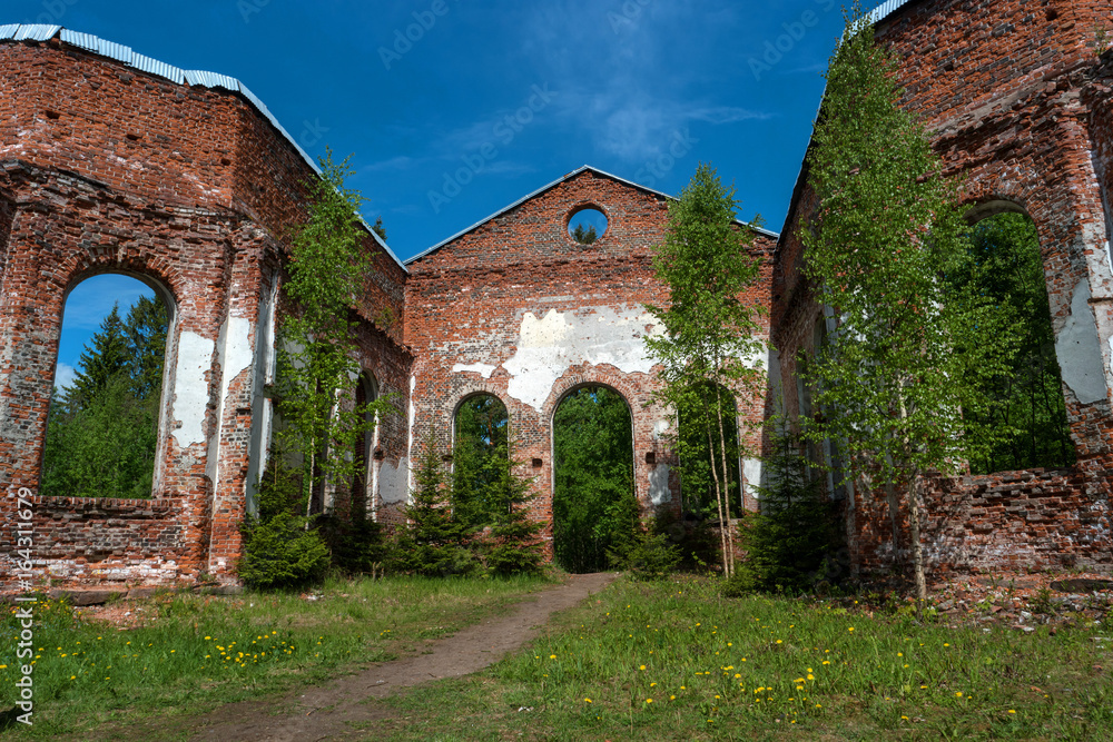 Ruins of the Lutheran Church of St. Yakkim in Lahdenpohja. Republic of Karelia, Russia.