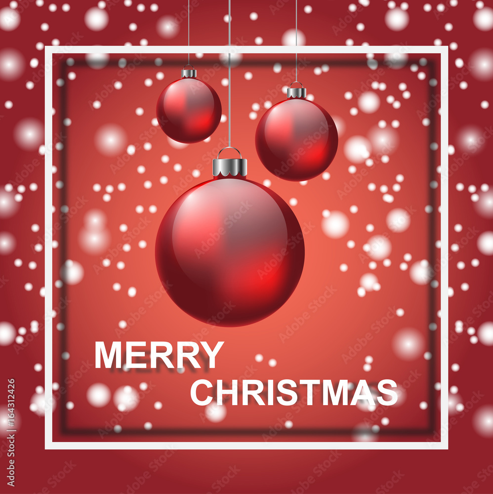 Merry Christmas Greeting Card. Christmas Ball Red Color with text. vector illustration eps 10 Merry Christmas Greeting Card. Christmas Ball Red Color with text. vector illustration eps 10