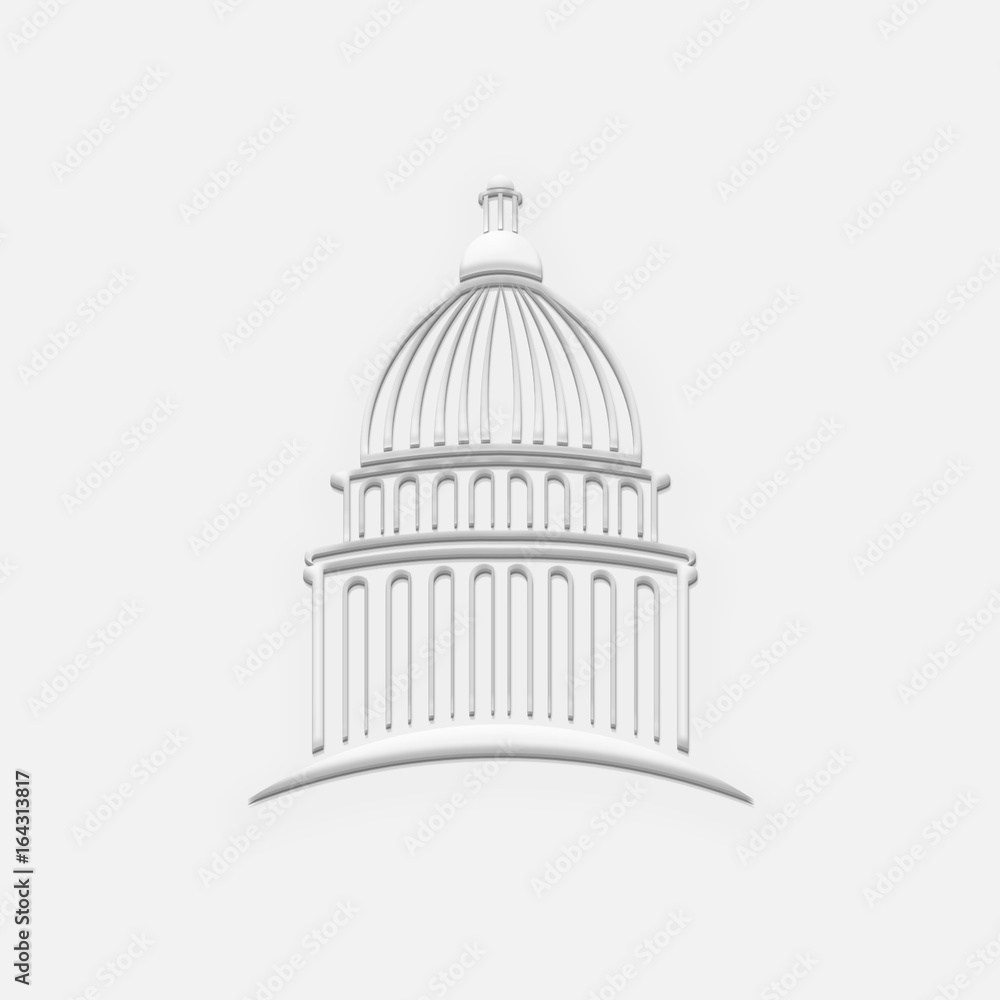 White Capitol Building. 3D Render Illustration