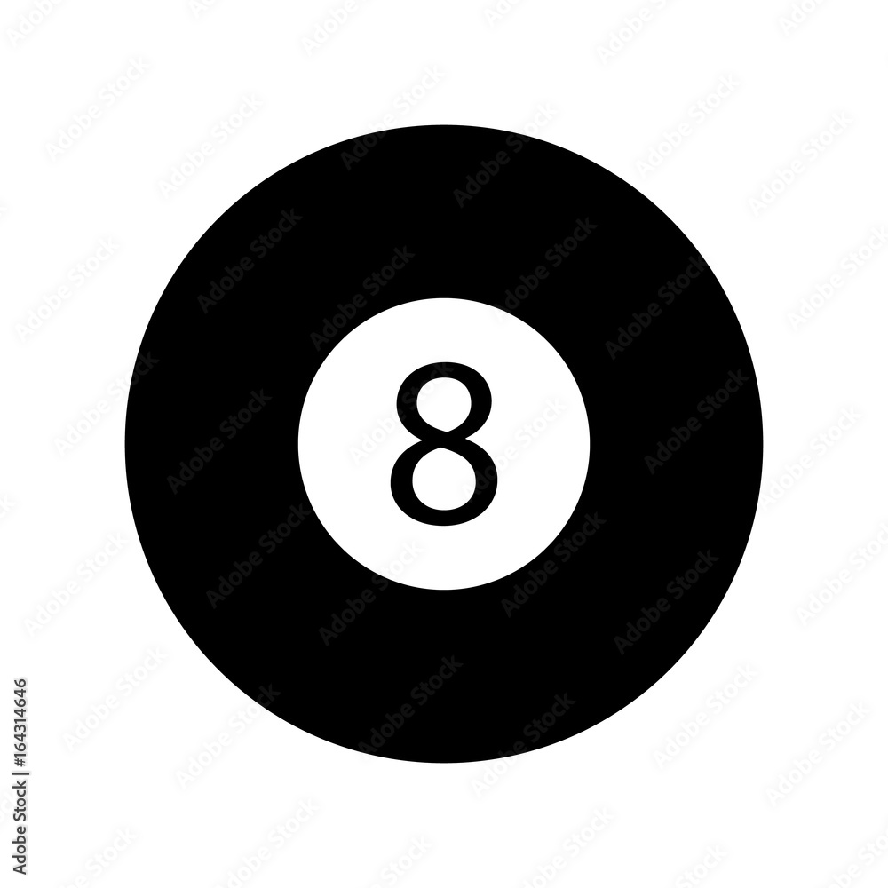 Flat Black Eight Pool - Billiard Ball Icon Isolated Flat Black Eight Pool - Billiard Ball Icon Isolated
