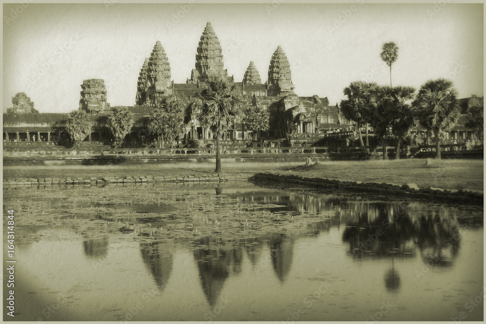 Obraz premium Ancient Faces of Angkor Wat in Cambodia