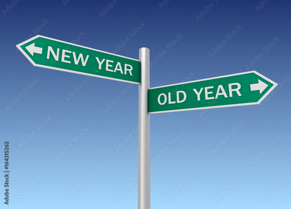 new old year road sign 3d illustration new old year road sign 3d illustration