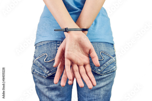 Tied Hands Cable Tie Young Woman Crime Hostage