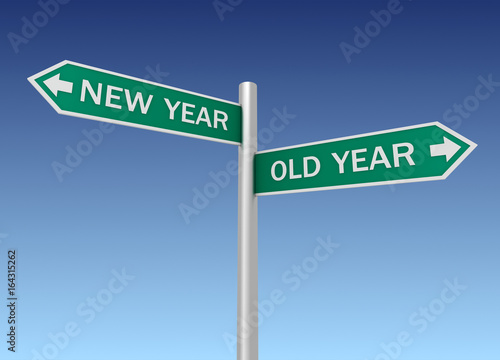 new old year road sign 3d illustration