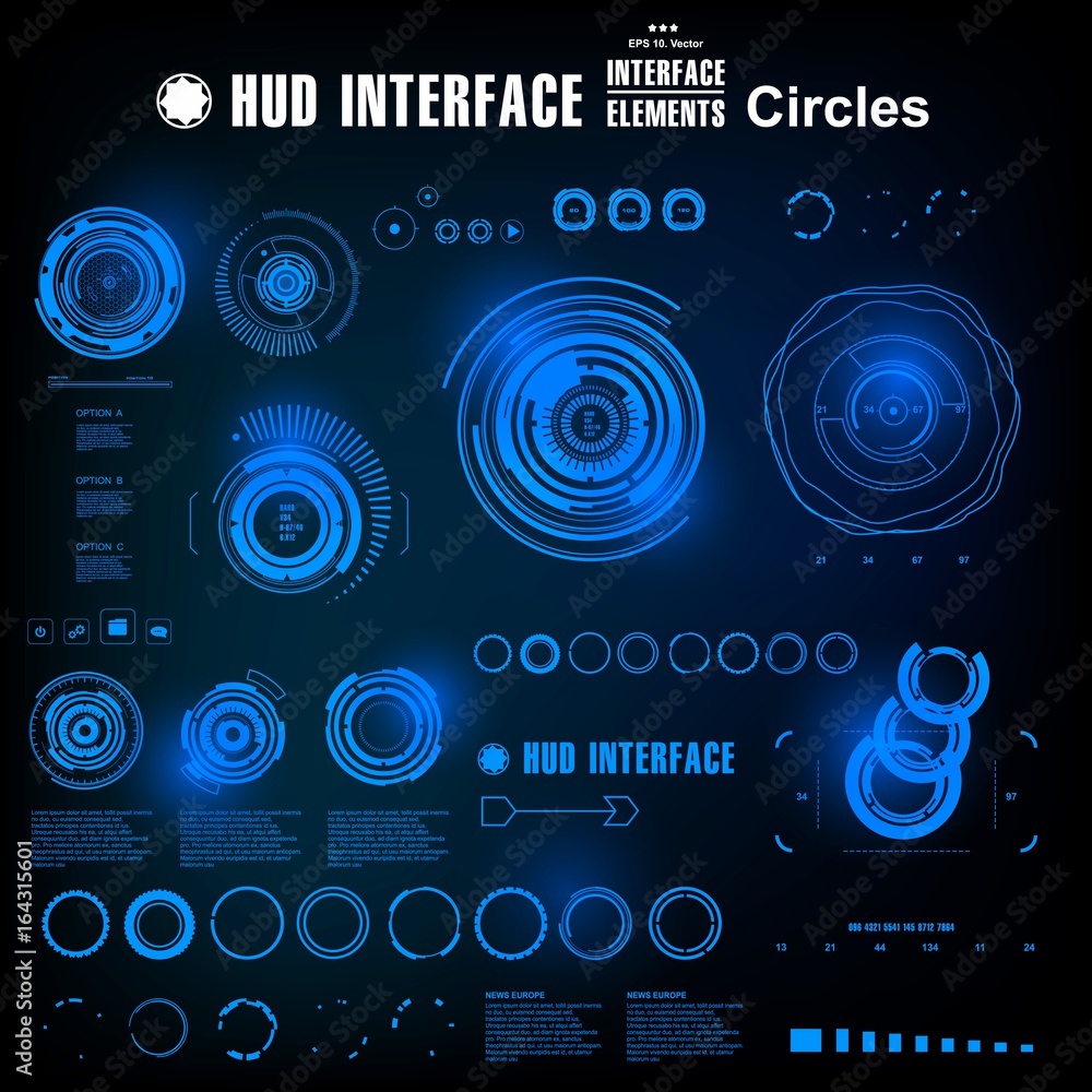 Futuristic virtual graphic touch user interface, HUD Futuristic virtual graphic touch user interface, HUD