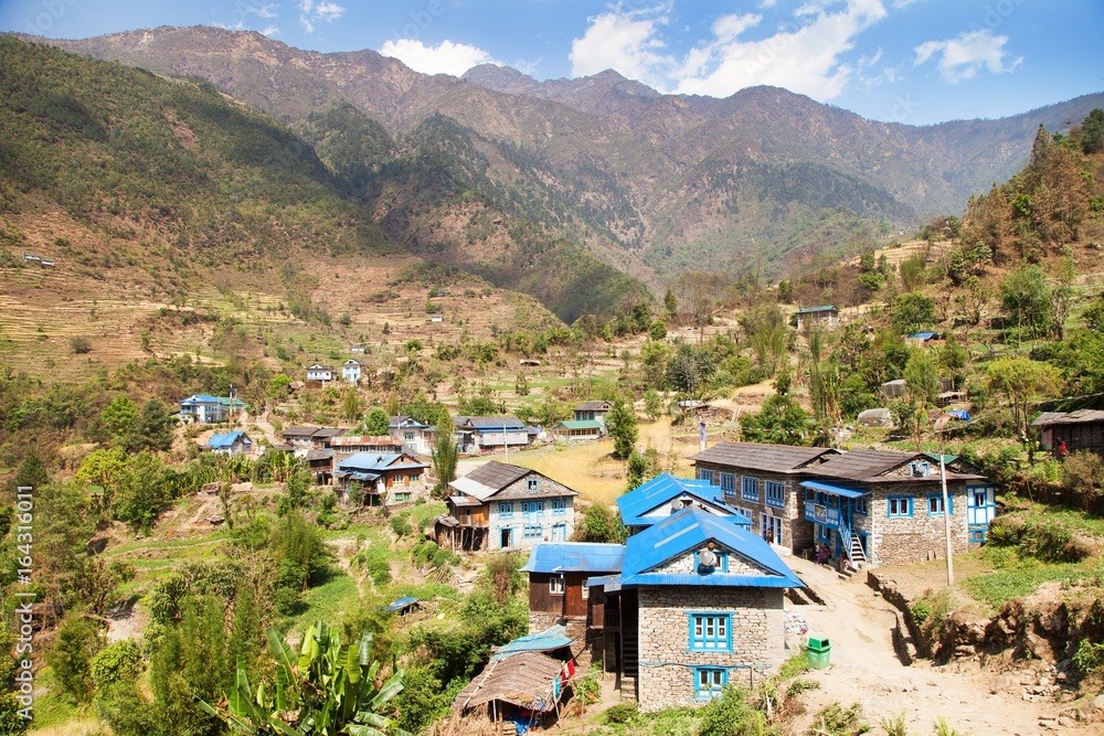Kharikhola village, Nepalese Himalayas mountains