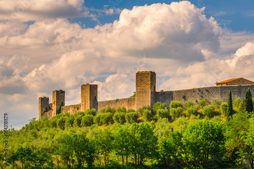 View of the exterior wall of the town of Monterriggioni.