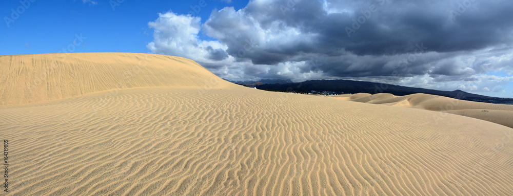 Naklejka premium Desert by the sea, sand dunes in Maspalomas, Gran Canaria, Spain
