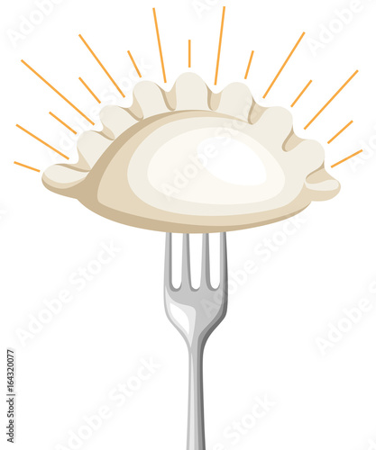 Vareniki. Pelmeni. Meat dumplings. Food. Dill, parsley, black pepper, bay leaf. Cooking. National dishes. Dinner. Products from the dough and meat. Vector vintage illustration. Web site page design
