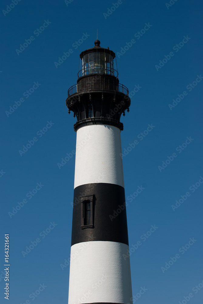 Historic Bodie Island Lighthouse at Cape Hatteras National Seashore on the Outer Banks of North Carolina.