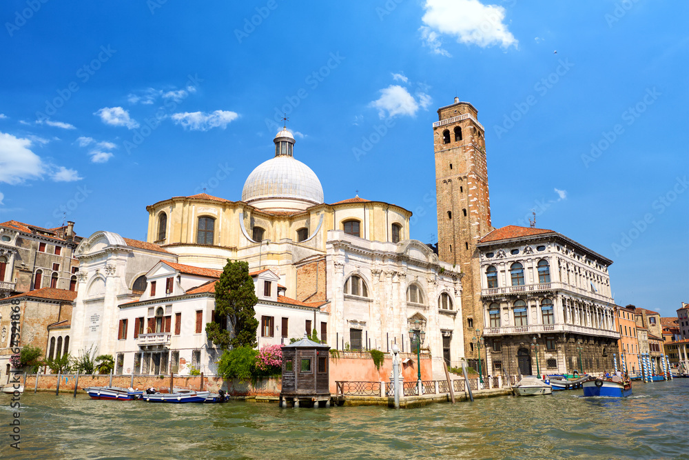 Grand Canal and Chiesa di San Geremia in Venice, Italy