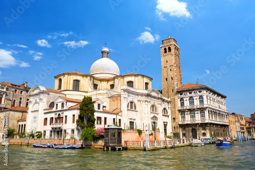 Grand Canal and Chiesa di San Geremia in Venice, Italy