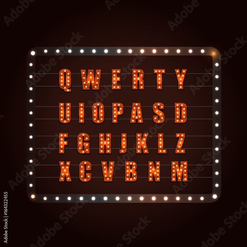 Glowing festive letters collection. Vector design elements