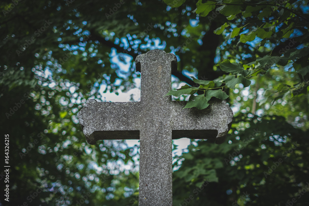 cross shaped gravestone - stone cross