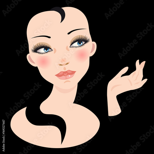 Portrait of woman on black background