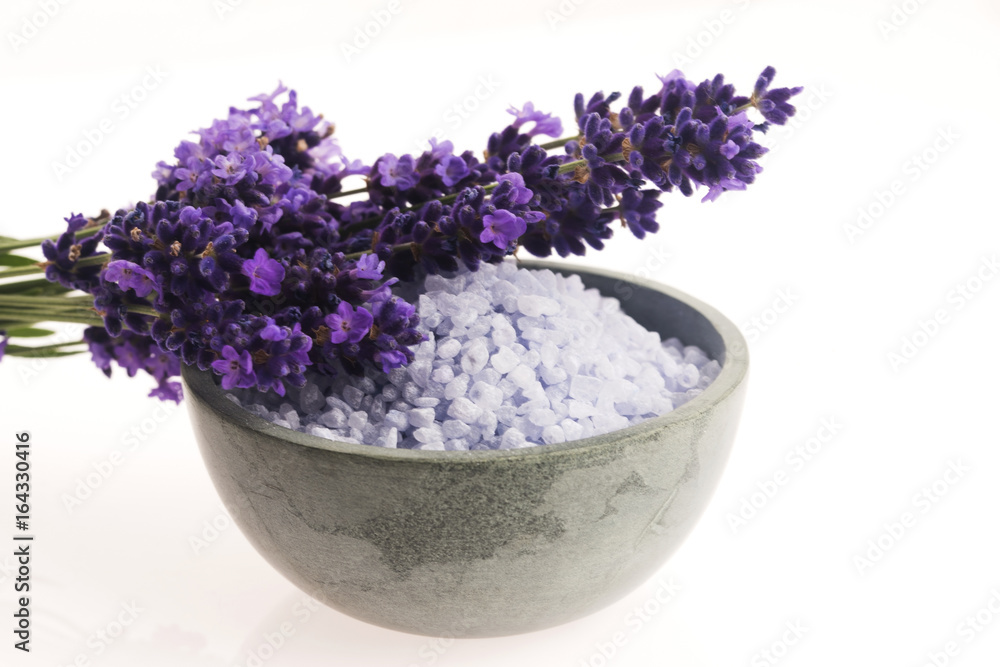lavender bath salt and some fresh lavender lavender bath salt and some fresh lavender