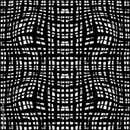 Geometric seamless vector brush painted shapes pattern. Black ink hand drawn doodle texture.