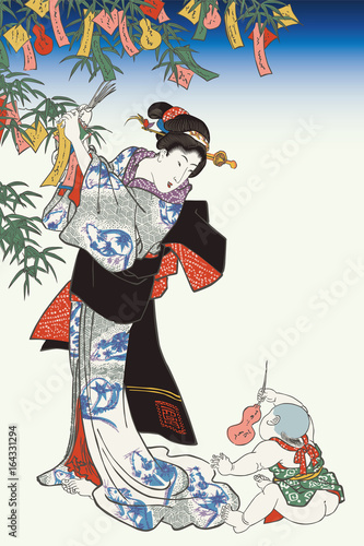 歌川国貞 豊歳五節句遊 七夕のイメージイラスト