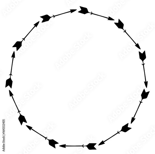 Monogram arrow circle on white background