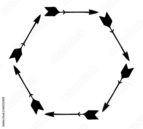 Monogram arrow circle on white background
