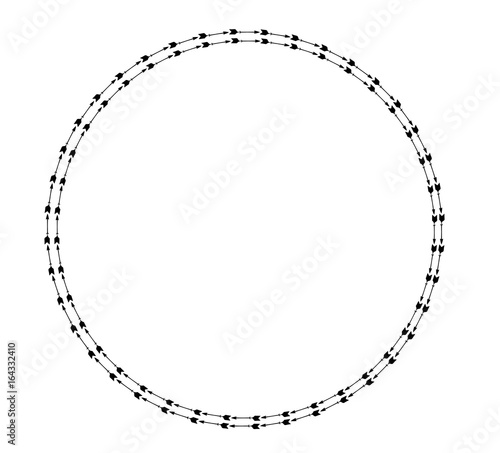 Monogram arrow circle on white background