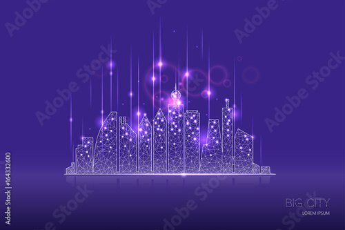 City graphic composition with light effect design