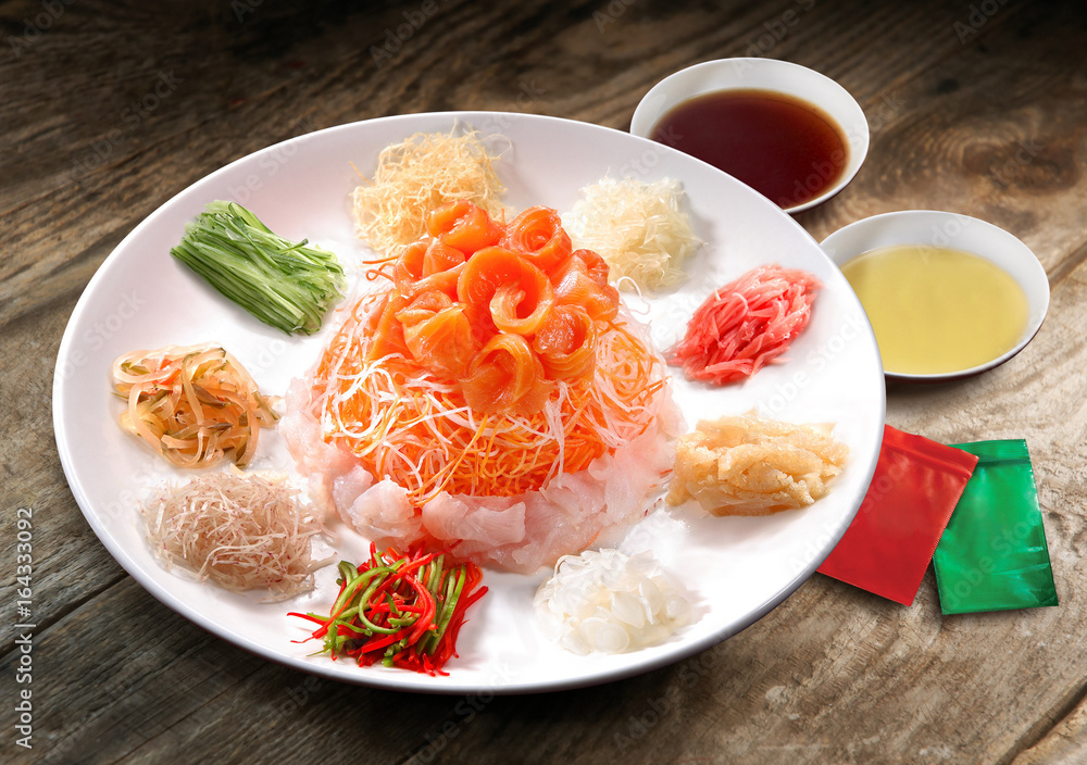 Asian Chinese new year celebration dish Yee Sang Asian Chinese new year celebration dish Yee Sang