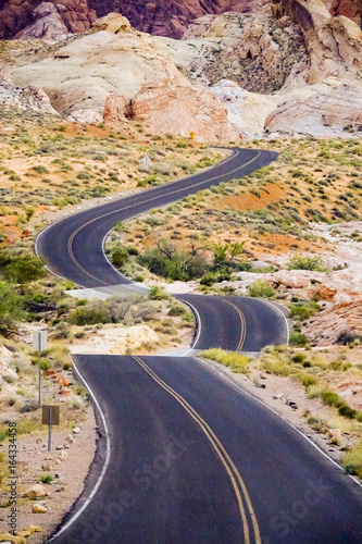 Beautiful roads through the Nevada Desert in the Valley of Fire