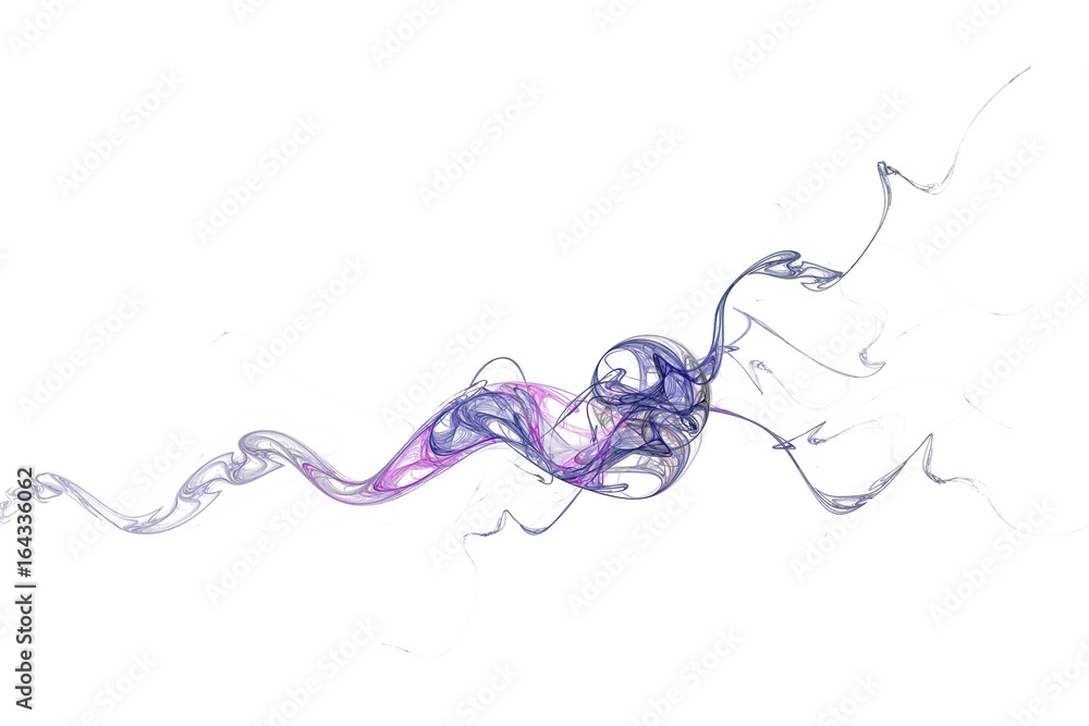 A colored trickle of smoke curls. White background