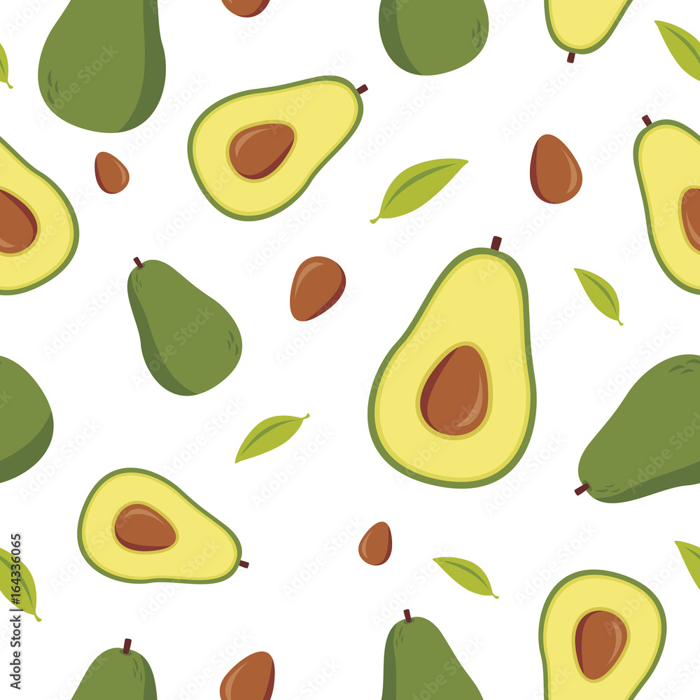 Avocado pattern on white background