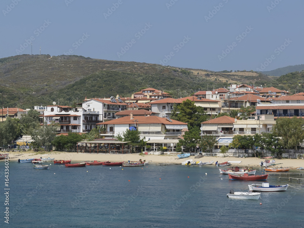 A small village on the sea coast. Greece, the Aegean Sea