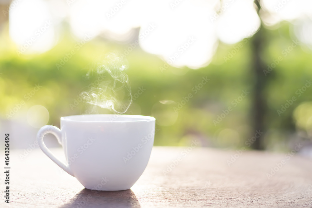 Morning coffee in garden. Morning coffee in garden.