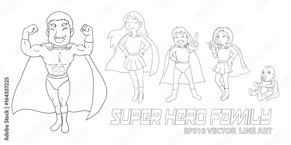 super family include father, mother, son, daughter and baby vector ...